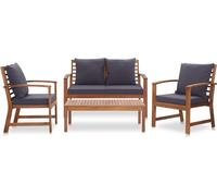 Bois d'Acacia Solide Salon de Jardin 4 pcs avec Coussins Mobilier vidaXL