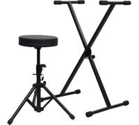 vidaXL Ensemble support de clavier et tabouret noir