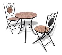 vidaXL Ensemble bistro table 60 + 2 chaises mosaïque carreaux céramiques terre cuite jardin 271770