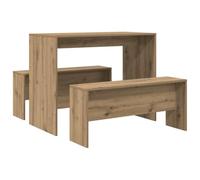 vidaXL Ensemble Table à Manger et bancs 3 pcs Bois d ingénierie
