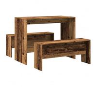 vidaXL Ensemble table à manger et banc 3 pièces imitation vieux bois, matériau bois d'ingénierie