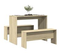 Vidaxl Ensemble Table À Manger Et Bancs 3 Pcs Bois D'ingénierie Multicolore