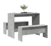 Ensemble table à manger et bancs 3 pcs bois d ingénierie Gris béton G