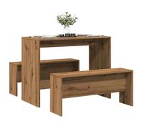 vidaXL Ensemble table à manger et bancs 3 pcs bois d'ingénierie Multicolore