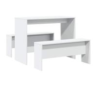 vidaXL Ensemble table à manger et bancs 3 pièces blanc en bois d'ingénierie 855530