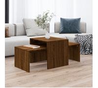 Vidaxl Ensemble Table Basse Chêne Brun 100x48x40 Cm Bois D'ingénierie Marron