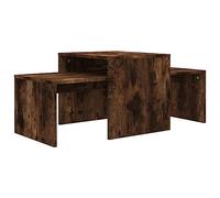 vidaXL Ensemble Table Basse Table d'Appoint Bout de Canapé Meuble de Salon Salle de Séjour Intérieur Chêne Fumé 100x48x40 cm Bois d'Ingénierie