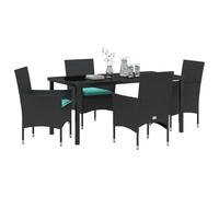 vidaXL Ensemble Table et chaises avec Coussin 5 pcs Noir Rotin PE, Ensemble de Salle à Manger rectangulaire, Meubles d'extérieur Modernes, Table en rotin, chaises de Patio, Espace Vivant