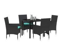 vidaXL Ensemble Table et chaises avec Coussin 5 pcs Noir Rotin PE, Ensemble de Salle à Manger rectangulaire, Meubles d'extérieur Modernes, Table en rotin, chaises de Patio, Espace Vivant