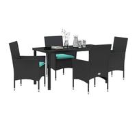 vidaXL Ensemble Table et chaises avec Coussin 5 pcs Noir Rotin PE, Ensemble de Salle à Manger rectangulaire, Meubles d'extérieur Modernes, Table en rotin, chaises de Patio, Espace Vivant