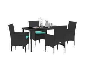 vidaXL Ensemble Table et chaises avec Coussin 5 pcs Noir Rotin PE, Ensemble de Salle à Manger rectangulaire, Meubles d'extérieur Modernes, Table en rotin, chaises de Patio, Espace Vivant