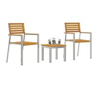 Ensemble De Salle À Manger De Jardin 3 Pièces En Bois Massif D'acacia Vidaxl, Chaises De Jardin Empilables 2 Pcs En Bois Massif D'acacia Et En Acier Vidaxl