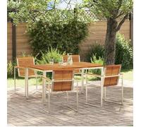 vidaXL EnsembledeRepasdeJardin 5 pcs AcaciaMassif, Ensemble de salle à manger en plein air, ensemble moderne de jardin 3334807