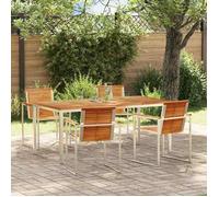 vidaXL EnsembledeRepasdeJardin 5 pcs TeckMassif, Ensemble de salle à manger en plein air, ensemble moderne de jardin 3334825