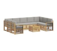 vidaXL Ensembles de canapés 10 pcs Blanc et Gris Clair 59 x 59 x 37 cm, Mobilier de Jardin, canapé Moderne pour l'extérieur, Ensemble sectionnel, Design Confortable et résistant
