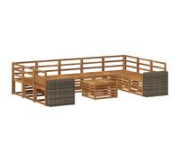 vidaXL Ensembles de canapés 10 pcs Naturel Bois d'Acacia Massif, Mobilier de Jardin, canapé Moderne pour l'extérieur, Ensemble sectionnel, Design Confortable et résistant