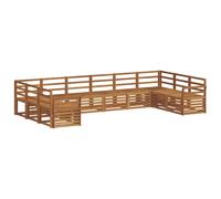 vidaXL Ensembles de canapés 10 pcs Naturel Bois d'Acacia Massif, Canapé sectionnel Moderne pour Jardin, Salon extérieur résistant, mobilier de Patio pour se détendre
