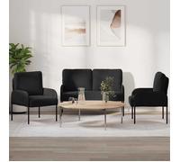 vidaXL Ensembles de canapés 3 pcs Noir 115 x 56 x 80 cm Contreplaqué