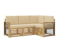 vidaXL Ensembles de canapés 4 pcs Blanc et Beige 187,5 x 128,5 x 73 cm, Ensemble de Salon de Jardin, canapé Moderne, Meubles sectionnels pour la terrasse, Confort sur Le Patio