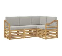 vidaXL Ensembles de canapés 4 pcs Blanc et Gris Clair, Ensemble de Salon de Jardin, canapé Moderne, Meubles sectionnels pour la terrasse, Confort sur Le Patio
