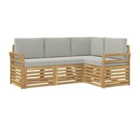 vidaXL Ensembles de canapés 4 pcs Blanc et Gris Clair, Ensemble de Salon de Jardin, canapé Moderne, Meubles sectionnels pour la terrasse, Confort sur Le Patio