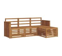 vidaXL Ensembles de canapés 4 pcs Naturel Bois d'Acacia Massif, Canapé de Jardin Moderne, Ensemble sectionnel résistant, Salon Chic pour extérieur, Meubles de terrasse Confortables