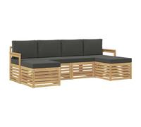 vidaXL Ensembles de canapés 6 pcs Blanc et Anthracite, Canapé Moderne de Jardin, mobilier sectionnel Durable, Confort sur la terrasse