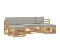vidaXL Ensembles de canapés 6 pcs Blanc et Gris Clair, Canapé Moderne de Jardin, mobilier sectionnel Durable, Confort sur la terrasse