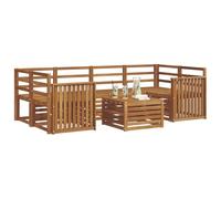 vidaXL Ensembles de canapés 7 pcs Naturel Bois d'Acacia Massif, Canapé d'angle de Jardin, mobilier Lounge résistant, Ensemble Moderne pour Un Patio Zen et Confortable