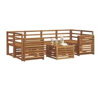 vidaXL Ensembles de canapés 7 pcs Naturel Bois d'Acacia Massif, Canapé d'angle de Jardin, mobilier Lounge résistant, Ensemble Moderne pour Un Patio Zen et Confortable