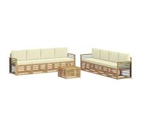 vidaXL Ensembles de canapés 9 pcs Blanc et crème Polyester, Canapé d'extérieur, mobilier Moderne pour Jardin, Salon Confortable, idéal pour la terrasse