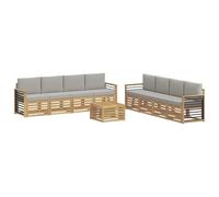vidaXL Ensembles de canapés 9 pcs Blanc et Gris Clair Polyester, Canapé d'extérieur, mobilier Moderne pour Jardin, Salon Confortable, idéal pour la terrasse