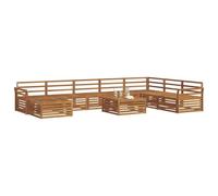 vidaXL Ensembles de canapés 9 pcs Naturel Bois d'Acacia Massif, Canapé de Jardin en Bois d'acacia, Meubles Modernes, Suite Lounge, sièges Confortables au Bord de la Piscine
