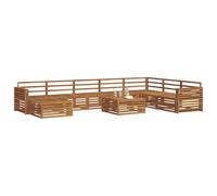 vidaXL Ensembles de canapés 9 pcs Naturel Bois d'Acacia Massif, Canapé de Jardin en Bois d'acacia, Meubles Modernes, Suite Lounge, sièges Confortables au Bord de la Piscine