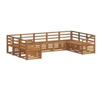 vidaXL Ensembles de canapés 9 pcs Naturel Bois d'Acacia Massif, Canapé de Jardin Moderne, mobilier sectionnel résistant pour extérieur, Coin Lounge Confortable et Salon sur terrasse