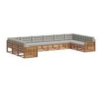 vidaXL Ensembles de canapés avec Coussin 10 pcs Gris Naturel et Clair, Canapé de Jardin Moderne, sectional résistant, Ensemble Lounge pour Une terrasse stylée et Confortable