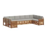 vidaXL Ensembles de canapés avec Coussin 10 pcs Gris Naturel et Clair, Canapé sectionnel Moderne pour Jardin, Salon extérieur résistant, mobilier de Patio pour se détendre