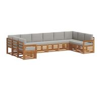 vidaXL Ensembles de canapés avec Coussin 10 pcs Gris Naturel et Clair, Canapé sectionnel Moderne pour Jardin, Salon extérieur résistant, mobilier de Patio pour se détendre