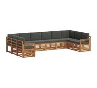 vidaXL Ensembles de canapés avec Coussin 10 pcs Naturel et Anthracite, Canapé sectionnel Moderne pour Jardin, Salon extérieur résistant, mobilier de Patio pour se détendre