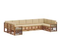 vidaXL Ensembles de canapés avec Coussin 10 pcs Naturel et Beige, Canapé sectionnel Moderne pour Jardin, Salon extérieur résistant, mobilier de Patio pour se détendre