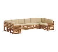 vidaXL Ensembles de canapés avec Coussin 10 pcs Naturel et Beige, Canapé sectionnel Moderne pour Jardin, Salon extérieur résistant, mobilier de Patio pour se détendre