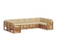 vidaXL Ensembles de canapés avec Coussin 10 pcs Naturel et Beige, Canapé sectionnel Moderne pour Jardin, Salon extérieur résistant, mobilier de Patio pour se détendre