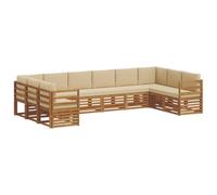 vidaXL Ensembles de canapés avec Coussin 10 pcs Naturel et Beige, Canapé sectionnel Moderne pour Jardin, Salon extérieur résistant, mobilier de Patio pour se détendre