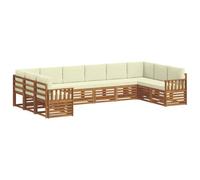 vidaXL Ensembles de canapés avec Coussin 10 pcs Naturel et Crème, Canapé sectionnel Moderne pour Jardin, Salon extérieur résistant, mobilier de Patio pour se détendre