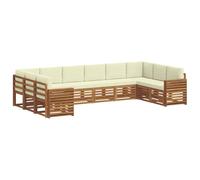 vidaXL Ensembles de canapés avec Coussin 10 pcs Naturel et Crème, Canapé sectionnel Moderne pour Jardin, Salon extérieur résistant, mobilier de Patio pour se détendre