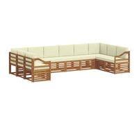 vidaXL Ensembles de canapés avec Coussin 10 pcs Naturel et Crème, Canapé sectionnel Moderne pour Jardin, Salon extérieur résistant, mobilier de Patio pour se détendre
