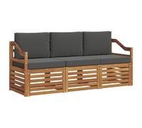 vidaXL Ensembles de canapés avec Coussin 3 pcs Naturel et Anthracite, Ensemble de Meubles d'extérieur Moderne, sièges résistants aux intempéries, canapé en Acacia, Solutions Lounge Patio
