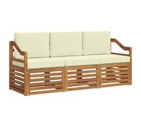 vidaXL Ensembles de canapés avec Coussin 3 pcs Naturel et Crème, Ensemble de Meubles d'extérieur Moderne, sièges résistants aux intempéries, canapé en Acacia, Solutions Lounge Patio