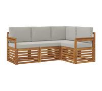 vidaXL Ensembles de canapés avec Coussin 4 pcs Gris Naturel et Clair, Sofa extérieur, mobilier Moderne, Lounge Patio Durable, Assise Jardin, terrasse, Set pour Salon