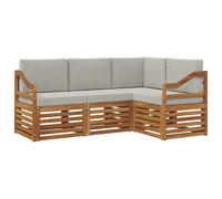 vidaXL Ensembles de canapés avec Coussin 4 pcs Gris Naturel et Clair, Sofa extérieur, mobilier Moderne, Lounge Patio Durable, Assise Jardin, terrasse, Set pour Salon